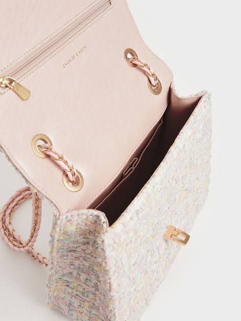 The black sequined/tweed chain-strap bag (which is a Charles & Keith bag).