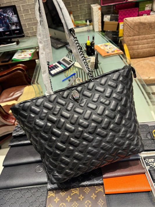 “KURDGEIGEN London Elegant Quilted Tote Bag – Black Luxury Handbag for Women”