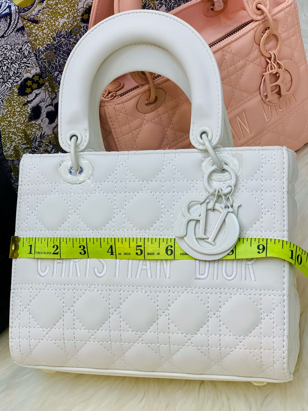 “Christian Dior Lady Dior White Quilted Handbag – Luxury Designer Tote Bag”