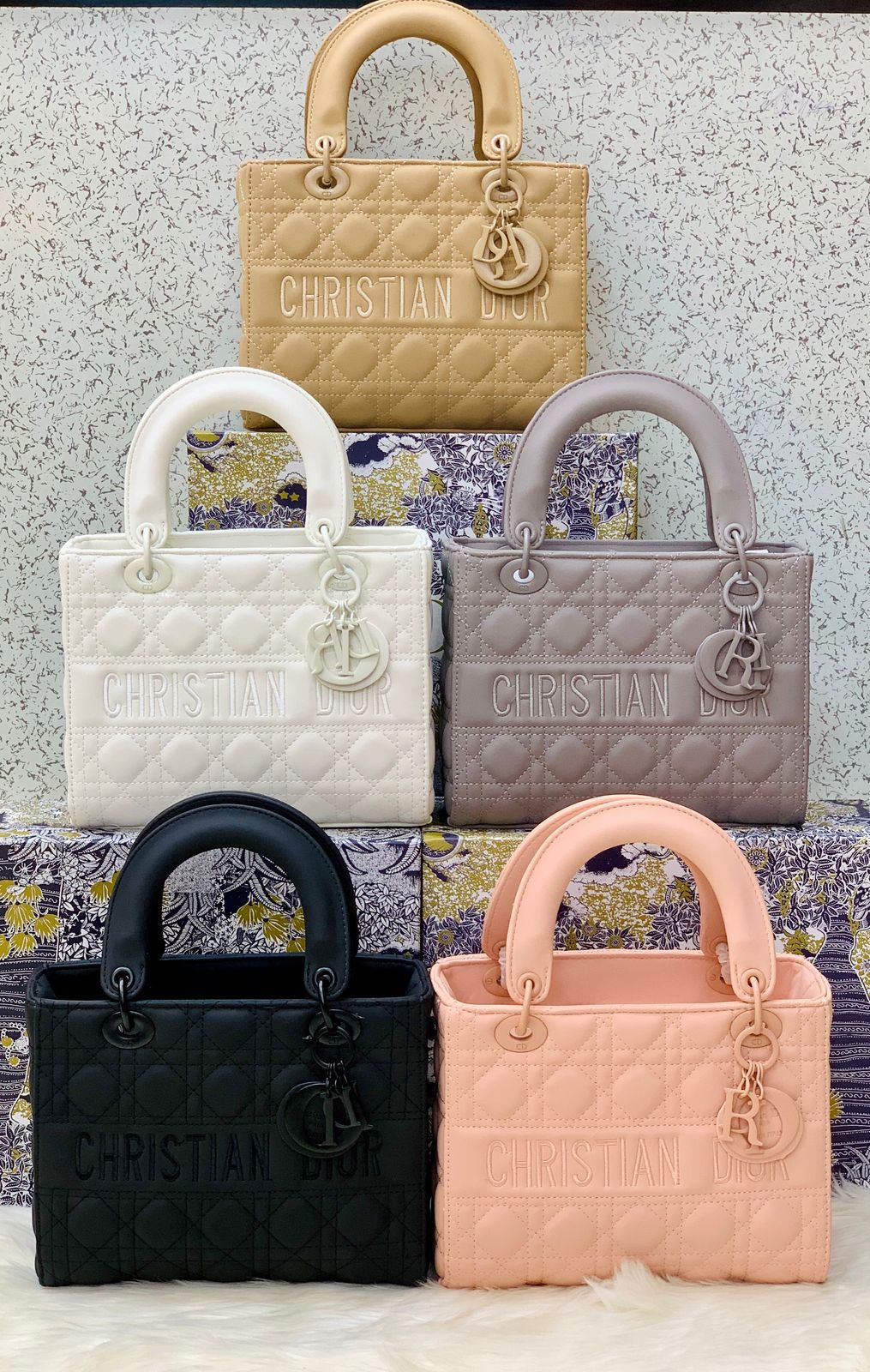 “Christian Dior Lady Dior White Quilted Handbag – Luxury Designer Tote Bag”